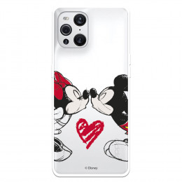 Funda para Oppo Find X3 Pro Oficial de Disney Mickey y Minnie Beso - Clásicos Disney