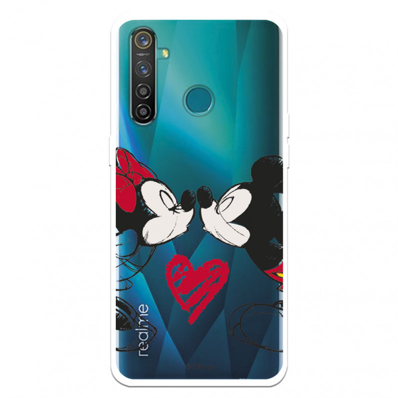 Funda para Realme 5 Pro Oficial de Disney Mickey y Minnie Beso - Clásicos Disney