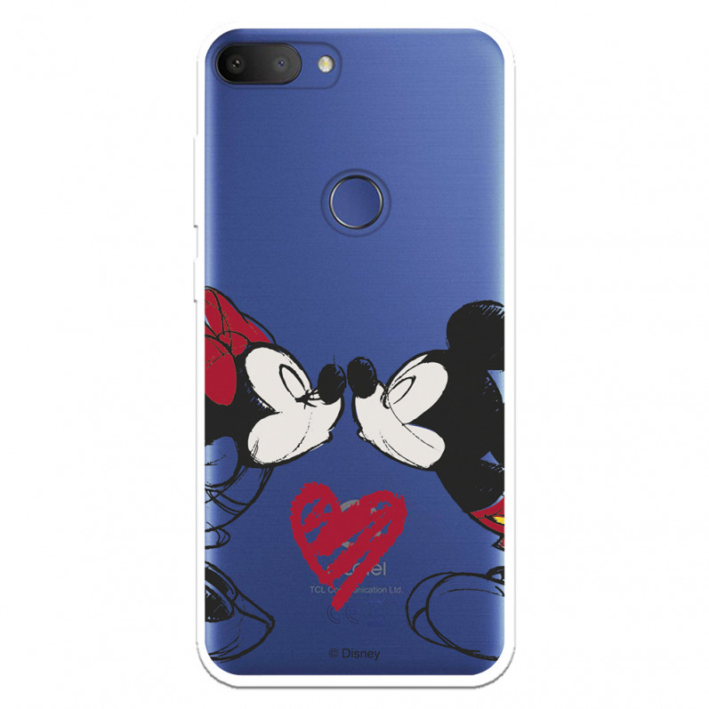 Funda para Alcatel 1S 2019 Oficial de Disney Mickey y Minnie Beso - Clásicos Disney