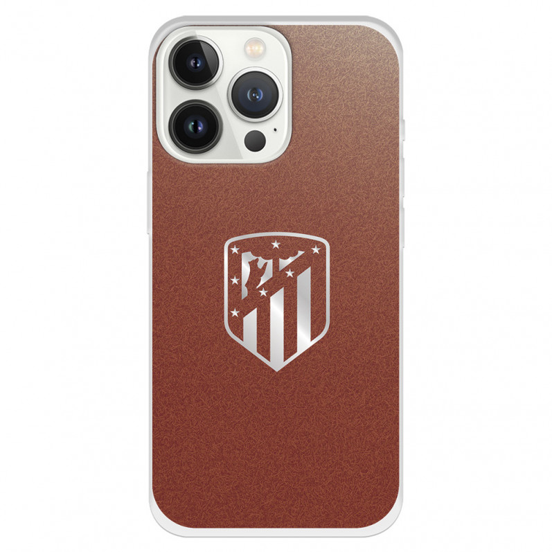 Funda para iPhone 13 Pro del Atleti Escudo Plateado Fondo - Licencia Oficial Atlético de Madrid