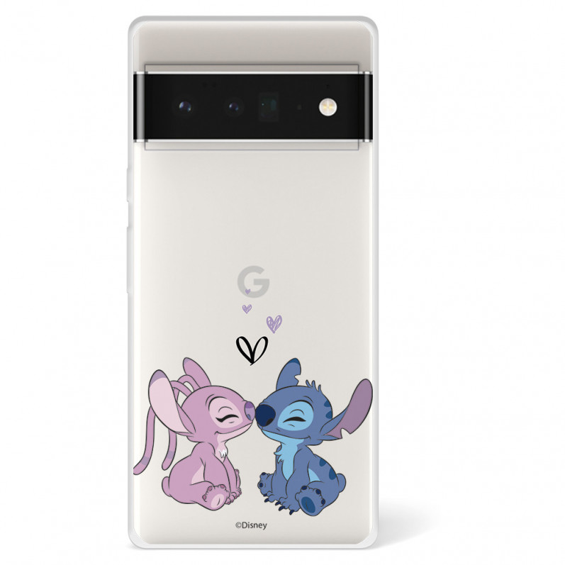 Funda para Google Pixel 6 Pro Oficial de Disney Angel & Stitch Beso - Lilo & Stitch