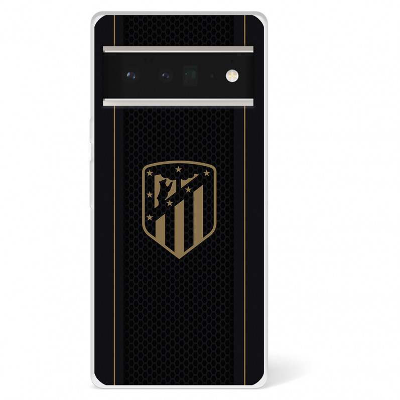 Funda para Google Pixel 6 Pro del Atleti Escudo Dorado Fondo Negro - Licencia Oficial Atlético de Madrid