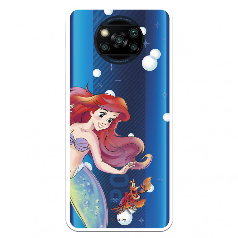 Case for Xiaomi Poco X3 Pro Official Disney Ariel and Sebastian Bubbles - The Little Mermaid