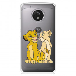 Funda para Motorola Moto G5 Oficial de Disney Simba y Nala Silueta - El Rey León