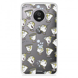 Funda para Motorola Moto G5 Oficial de Disney Chip Potts Siluetas - La Bella y la Bestia