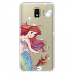 Funda para Samsung Galaxy J4 2018 Oficial de Disney Ariel y Sebastián Burbujas - La Sirenita