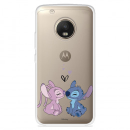 Funda para Motorola Moto G5 Plus Oficial de Disney Angel & Stitch Beso - Lilo & Stitch