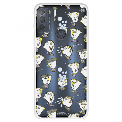 Funda para Motorola Moto G50 5G Oficial de Disney Chip Potts Siluetas - La Bella y la Bestia