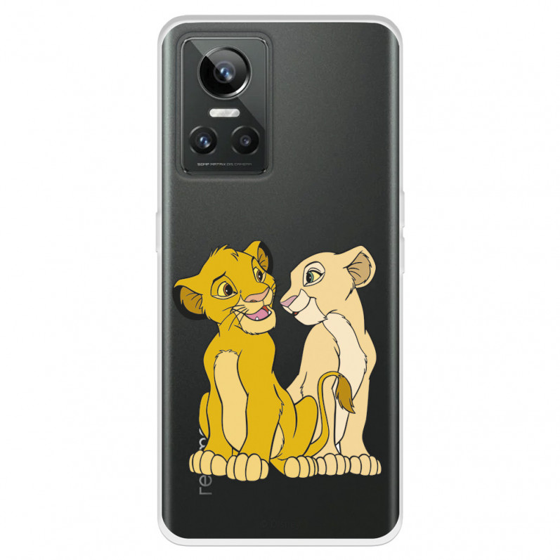 Funda para Realme GT Neo 3 Oficial de Disney Simba y Nala Silueta - El Rey León