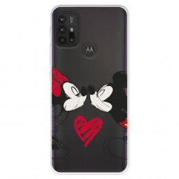 Funda para Motorola Moto G10 Oficial de Disney Mickey y Minnie Beso - Clásicos Disney