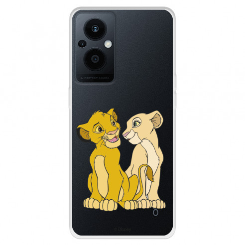 Funda para Oppo Reno8 Lite 5G Oficial de Disney Simba y Nala Silueta - El Rey León