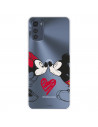 Funda para Motorola Moto E32 Oficial de Disney Mickey y Minnie Beso - Clásicos Disney