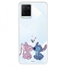 Funda para Vivo Y21 Oficial de Disney Angel & Stitch Beso - Lilo & Stitch