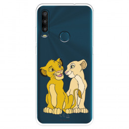 Funda para Alcatel 1SE 2020 Oficial de Disney Simba y Nala Silueta - El Rey León