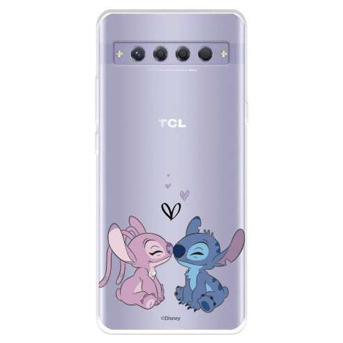 Funda para TCL 10 Plus Oficial de Disney Angel & Stitch Beso - Lilo & Stitch