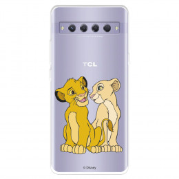 Funda para TCL 10 Plus Oficial de Disney Simba y Nala Silueta - El Rey León