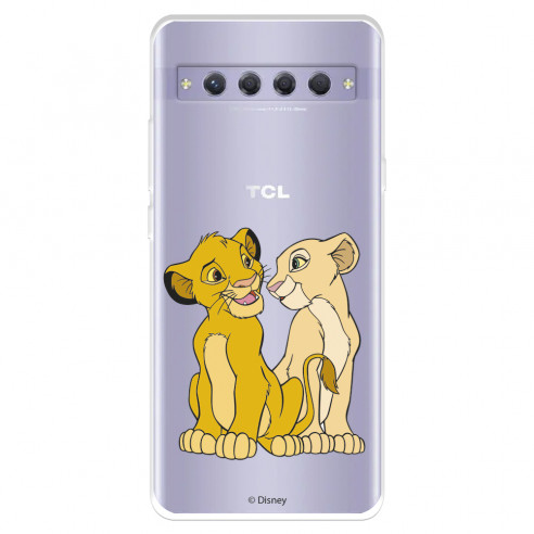 Funda para TCL 10 Plus Oficial de Disney Simba y Nala Silueta - El Rey León