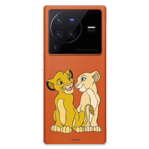 Funda para Vivo X80 Pro Oficial de Disney Simba y Nala Silueta - El Rey León