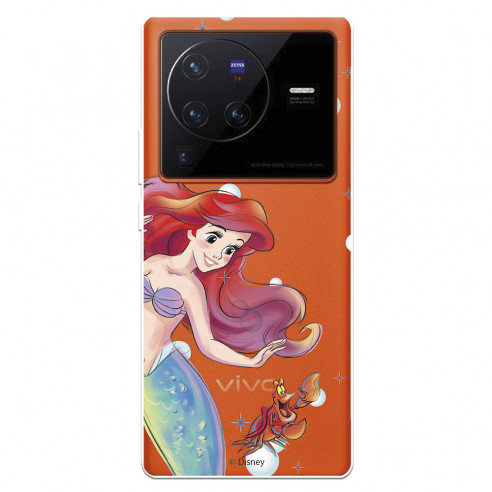 Funda para Vivo X80 Pro Oficial de Disney Ariel y Sebastián Burbujas - La Sirenita