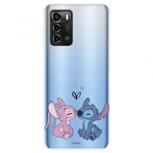 Funda para ZTE Blade A72 Oficial de Disney Angel & Stitch Beso - Lilo & Stitch