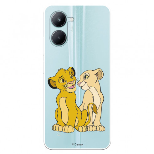 Funda para Realme C33 Oficial de Disney Simba y Nala Silueta - El Rey León