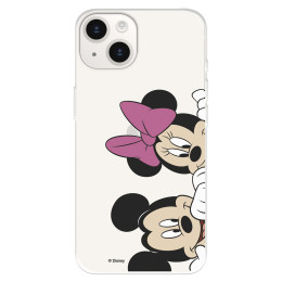 Funda para iPhone 15 Oficial de Disney Mickey y Minnie Asomados - Clásicos Disney