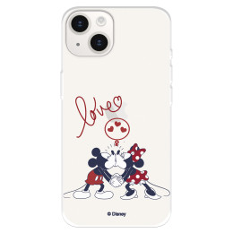 Funda para iPhone 15 Plus Oficial de Disney Mickey y Minnie Love - Clásicos Disney