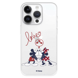 Funda para iPhone 15 Pro Oficial de Disney Mickey y Minnie Love - Clásicos Disney