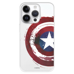 Funda para iPhone 15 Pro Oficial de Marvel Capitán América Escudo Transparente - Marvel