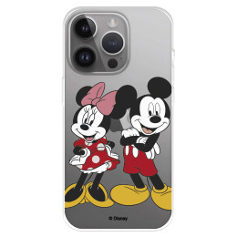 Funda para iPhone 15 Pro Max Oficial de Disney Mickey y Minnie Posando - Clásicos Disney