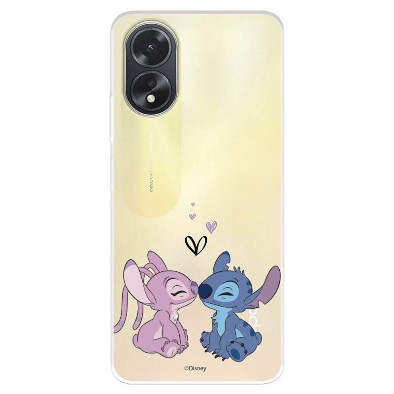 Funda para Oppo A18 Oficial de Disney Angel & Stitch Beso - Lilo & Stitch