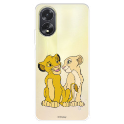 Funda para Oppo A18 Oficial de Disney Simba y Nala Silueta - El Rey León