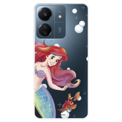 Funda para Xiaomi Redmi 13C Oficial de Disney Ariel y Sebastián Burbujas - La Sirenita