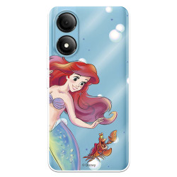 Funda para ZTE Blade A33s Oficial de Disney Ariel y Sebastián Burbujas - La Sirenita