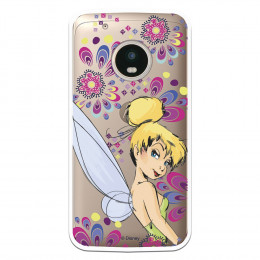 Carcasa Oficial Disney Campanilla Flores Transparente para Moto G5 Plus - Peter Pan- La Casa de las Carcasas