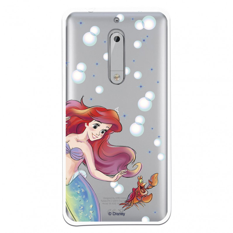 Carcasa Oficial Disney Sirenita y Sebastián Transparente para Nokia 5 - La Sirenita- La Casa de las Carcasas