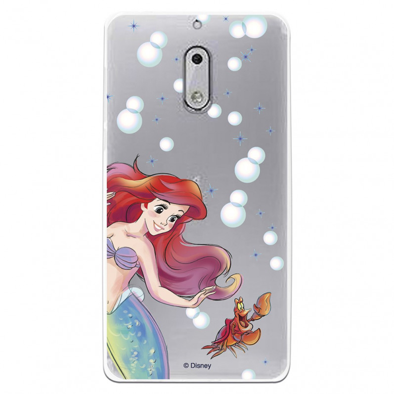 Carcasa Oficial Disney Sirenita y Sebastián Transparente para Nokia 6 - La Sirenita- La Casa de las Carcasas