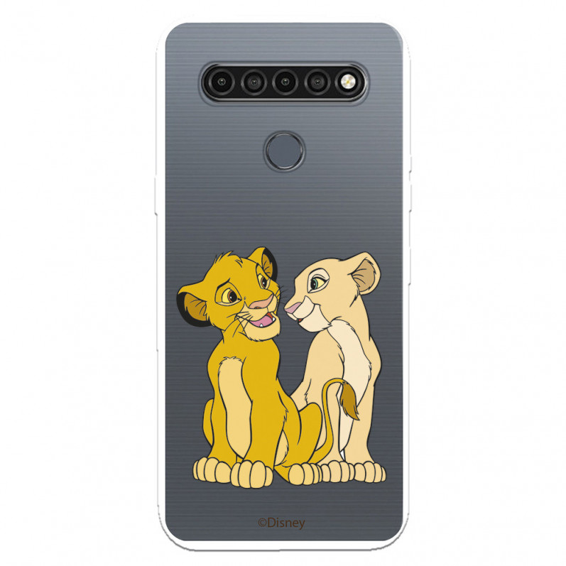 Funda para LG K61 Oficial de Disney Simba y Nala Silueta - El Rey León