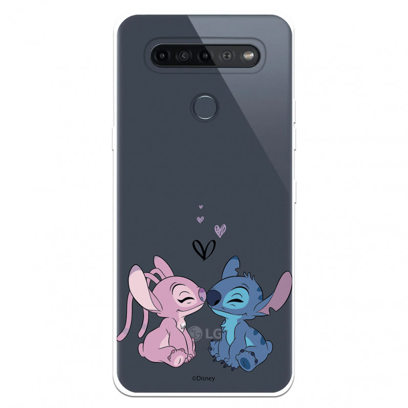 Funda para LG K51S Oficial de Disney Angel & Stitch Beso - Lilo & Stitch