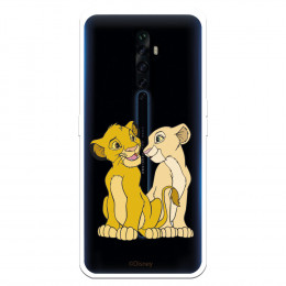 Funda para Oppo Reno 2Z Oficial de Disney Simba y Nala Silueta - El Rey León