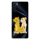 Funda para Oppo A91 Oficial de Disney Simba y Nala Silueta - El Rey León