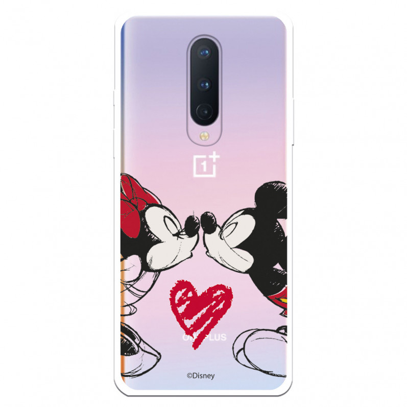 Funda para OnePlus 8 Oficial de Disney Mickey y Minnie Beso - Clásicos Disney