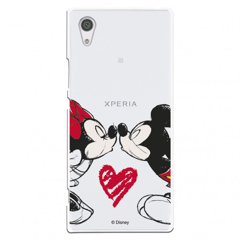 Carcasa Oficial Mikey Y Minnie Beso Clear para Sony Xperia XA1- La Casa de las Carcasas