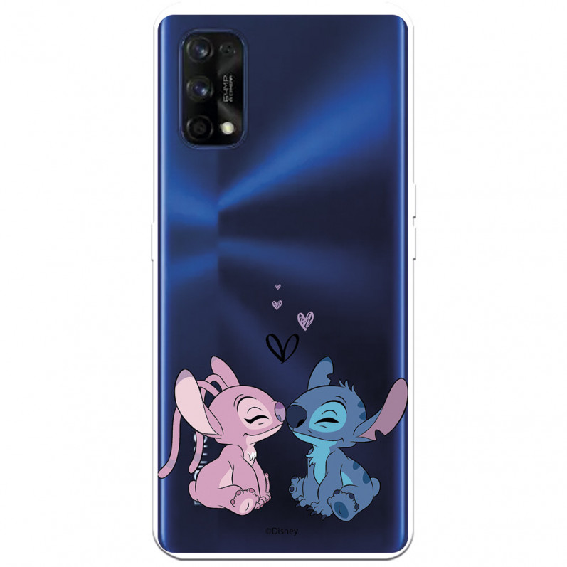 Funda para Realme 7 Pro Oficial de Disney Angel & Stitch Beso - Lilo & Stitch