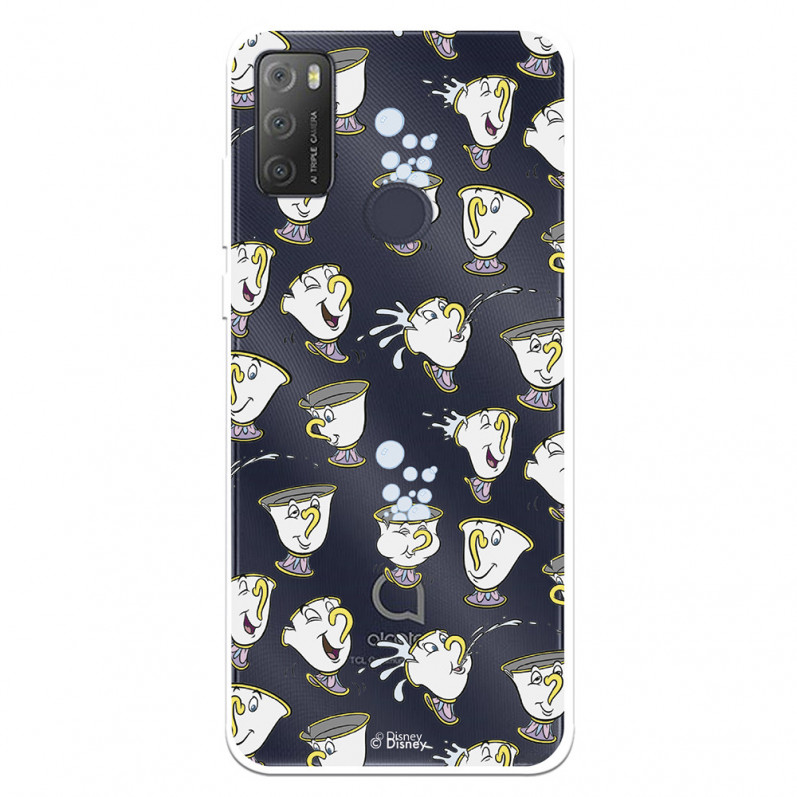 Funda para Alcatel 1S 2021 Oficial de Disney Chip Potts Siluetas - La Bella y la Bestia