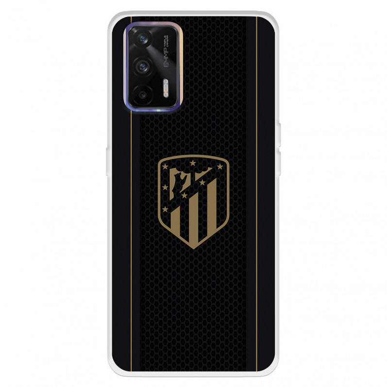 Funda para Realme GT del Atleti Escudo Dorado Fondo Negro - Licencia Oficial Atlético de Madrid