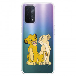 Funda para Oppo A74 5G Oficial de Disney Simba y Nala Silueta - El Rey León